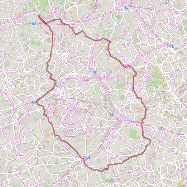 Map miniature of "Schellebelle and Beyond" cycling inspiration in Prov. Oost-Vlaanderen, Belgium. Generated by Tarmacs.app cycling route planner