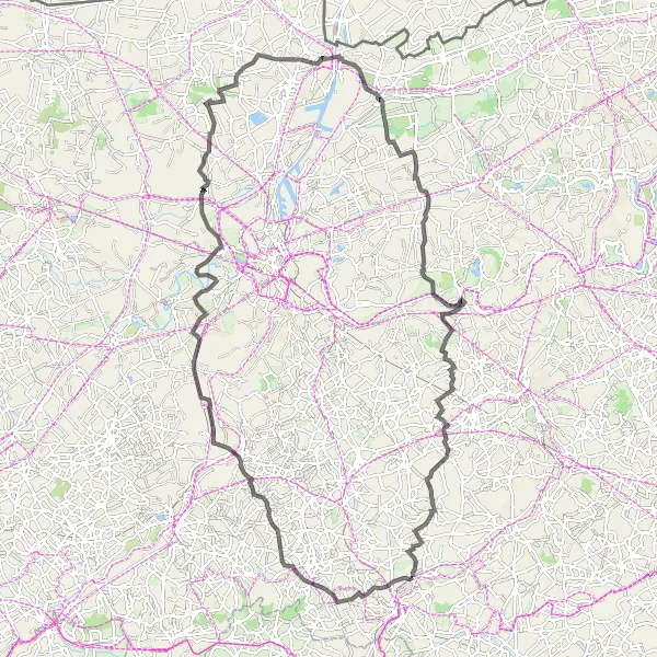 Miniatuurkaart van de fietsinspiratie "Pittoreske Oost-Vlaanderen Route" in Prov. Oost-Vlaanderen, Belgium. Gemaakt door de Tarmacs.app fietsrouteplanner