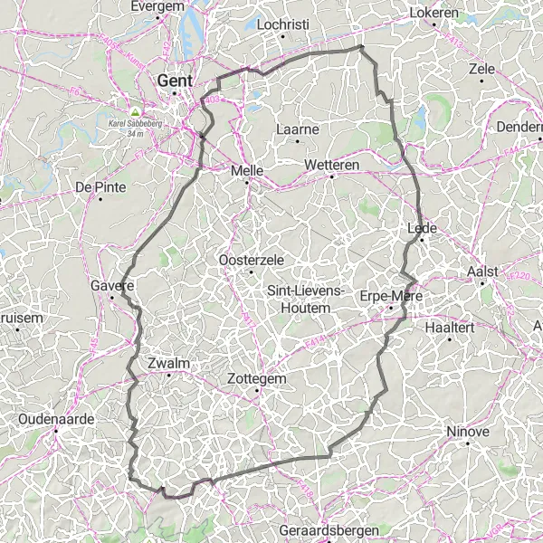 Miniature de la carte de l'inspiration cycliste "Berg ten Stene - Foreest Loop" dans la Prov. Oost-Vlaanderen, Belgium. Générée par le planificateur d'itinéraire cycliste Tarmacs.app