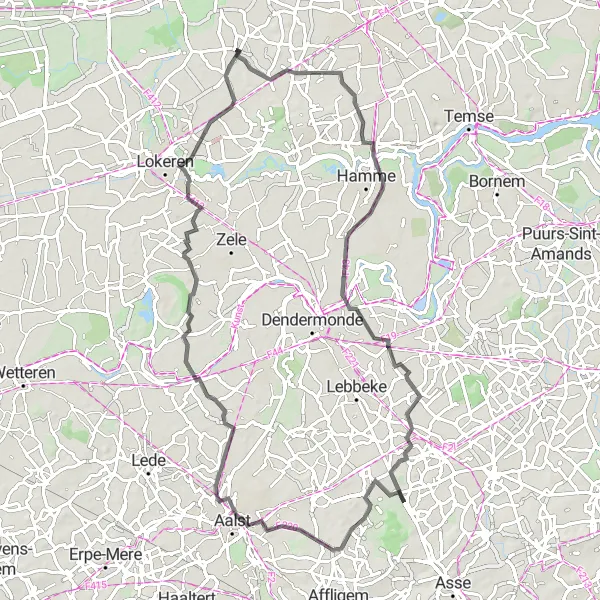 Miniature de la carte de l'inspiration cycliste "Randonnée à travers les Villages Belges" dans la Prov. Oost-Vlaanderen, Belgium. Générée par le planificateur d'itinéraire cycliste Tarmacs.app