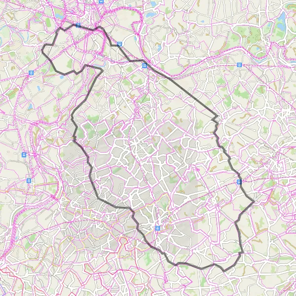 Miniatuurkaart van de fietsinspiratie "Uitdagende wegfietsroute in Oost-Vlaanderen" in Prov. Oost-Vlaanderen, Belgium. Gemaakt door de Tarmacs.app fietsrouteplanner