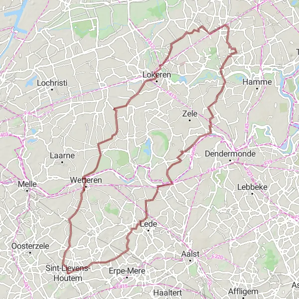 Miniatuurkaart van de fietsinspiratie "Groene Parels van Oost-Vlaanderen" in Prov. Oost-Vlaanderen, Belgium. Gemaakt door de Tarmacs.app fietsrouteplanner