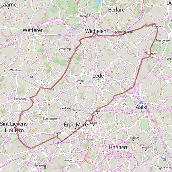 Karten-Miniaturansicht der Radinspiration "Rundweg nach Smetlede und Oudegem" in Prov. Oost-Vlaanderen, Belgium. Erstellt vom Tarmacs.app-Routenplaner für Radtouren