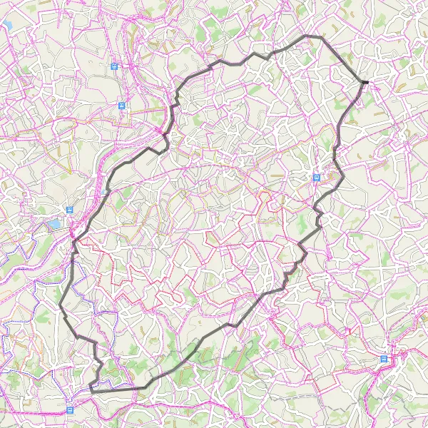 Map miniature of "Brakel Hills" cycling inspiration in Prov. Oost-Vlaanderen, Belgium. Generated by Tarmacs.app cycling route planner