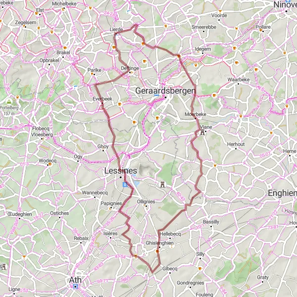 Karten-Miniaturansicht der Radinspiration "Entdeckungstour durch die flämische Landschaft" in Prov. Oost-Vlaanderen, Belgium. Erstellt vom Tarmacs.app-Routenplaner für Radtouren