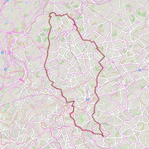 Miniatuurkaart van de fietsinspiratie "Gravelroute rond Sint-Martens-Lierde" in Prov. Oost-Vlaanderen, Belgium. Gemaakt door de Tarmacs.app fietsrouteplanner