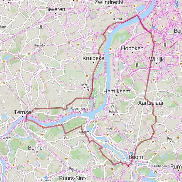 Karten-Miniaturansicht der Radinspiration "Die Burcht Schottertour" in Prov. Oost-Vlaanderen, Belgium. Erstellt vom Tarmacs.app-Routenplaner für Radtouren