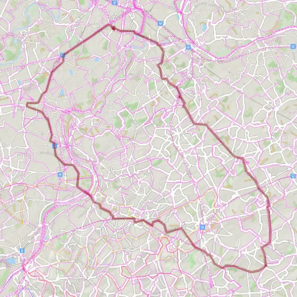 Miniatuurkaart van de fietsinspiratie "Gravelroute Sint-Lievens-Houtem" in Prov. Oost-Vlaanderen, Belgium. Gemaakt door de Tarmacs.app fietsrouteplanner