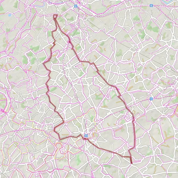 Miniatuurkaart van de fietsinspiratie "Gravelroute rond Steenhuize-Wijnhuize - Ontdek de ongerepte natuur" in Prov. Oost-Vlaanderen, Belgium. Gemaakt door de Tarmacs.app fietsrouteplanner