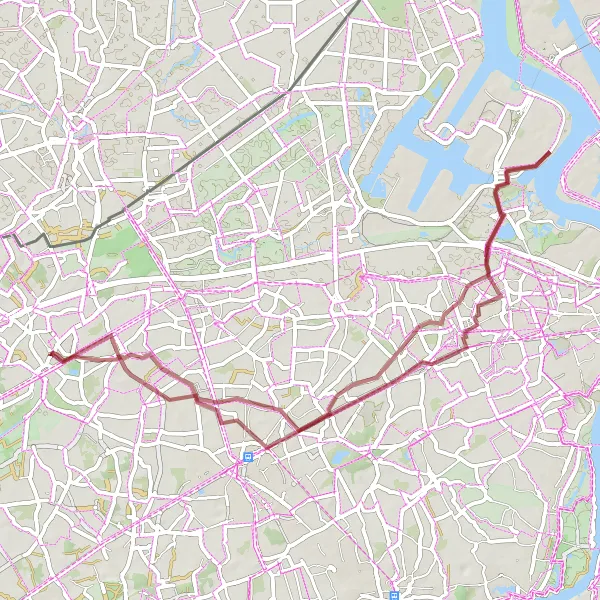 Map miniature of "Gravel Adventure in Waasland" cycling inspiration in Prov. Oost-Vlaanderen, Belgium. Generated by Tarmacs.app cycling route planner