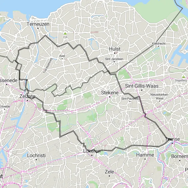 Map miniature of "Cultural Cycling Delight" cycling inspiration in Prov. Oost-Vlaanderen, Belgium. Generated by Tarmacs.app cycling route planner
