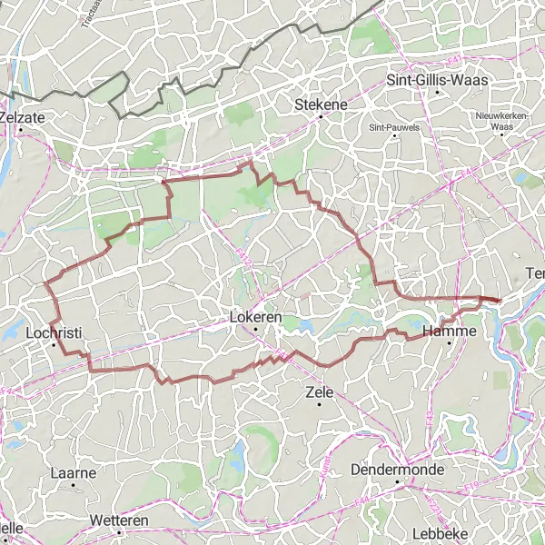 Karten-Miniaturansicht der Radinspiration "Rundweg Tielrode - Sinaai" in Prov. Oost-Vlaanderen, Belgium. Erstellt vom Tarmacs.app-Routenplaner für Radtouren