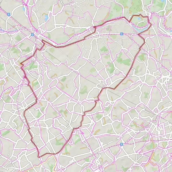 Map miniature of "Uitbergen Gravel Loop" cycling inspiration in Prov. Oost-Vlaanderen, Belgium. Generated by Tarmacs.app cycling route planner