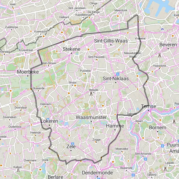 Karten-Miniaturansicht der Radinspiration "Entdeckungstour durch das Waasland" in Prov. Oost-Vlaanderen, Belgium. Erstellt vom Tarmacs.app-Routenplaner für Radtouren