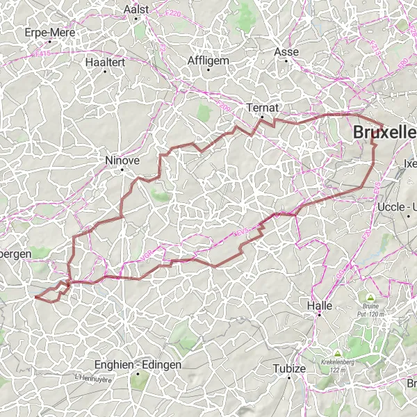 Map miniature of "Gravel Adventure" cycling inspiration in Prov. Oost-Vlaanderen, Belgium. Generated by Tarmacs.app cycling route planner