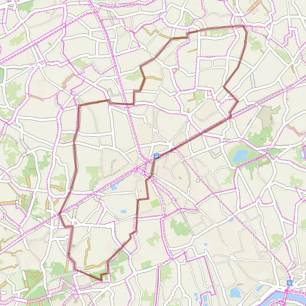 Map miniature of "Scenic Gravel Route near Vrasene" cycling inspiration in Prov. Oost-Vlaanderen, Belgium. Generated by Tarmacs.app cycling route planner