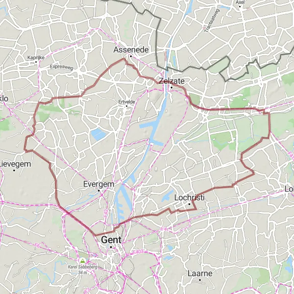 Miniatuurkaart van de fietsinspiratie "Historie en Natuur in Oost-Vlaanderen" in Prov. Oost-Vlaanderen, Belgium. Gemaakt door de Tarmacs.app fietsrouteplanner