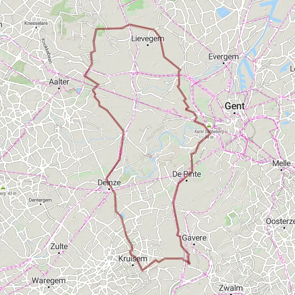 Karten-Miniaturansicht der Radinspiration "Abenteuerliche Rundfahrt durch Oost-Vlaanderen" in Prov. Oost-Vlaanderen, Belgium. Erstellt vom Tarmacs.app-Routenplaner für Radtouren