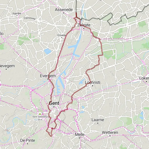 Karten-Miniaturansicht der Radinspiration "Entdecken Sie die Natur rund um Zwijnaarde" in Prov. Oost-Vlaanderen, Belgium. Erstellt vom Tarmacs.app-Routenplaner für Radtouren