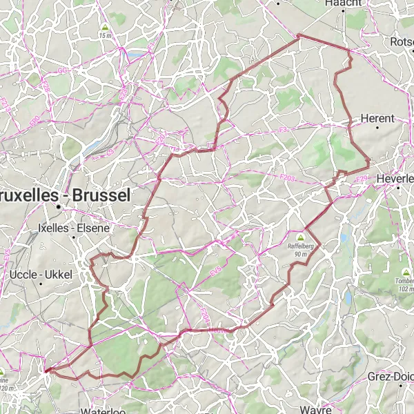 Miniatuurkaart van de fietsinspiratie "Natuur en erfgoed in Sint-Stevens-Woluwe en Raffelberg" in Prov. Vlaams-Brabant, Belgium. Gemaakt door de Tarmacs.app fietsrouteplanner