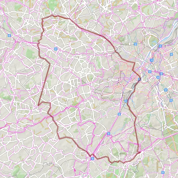 Karten-Miniaturansicht der Radinspiration "Gravel-Tour durch die Natur von Vlaams-Brabant" in Prov. Vlaams-Brabant, Belgium. Erstellt vom Tarmacs.app-Routenplaner für Radtouren