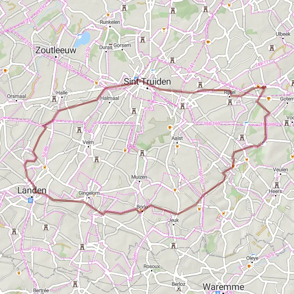 Karten-Miniaturansicht der Radinspiration "Rund um Attenhoven Gravel Tour" in Prov. Vlaams-Brabant, Belgium. Erstellt vom Tarmacs.app-Routenplaner für Radtouren