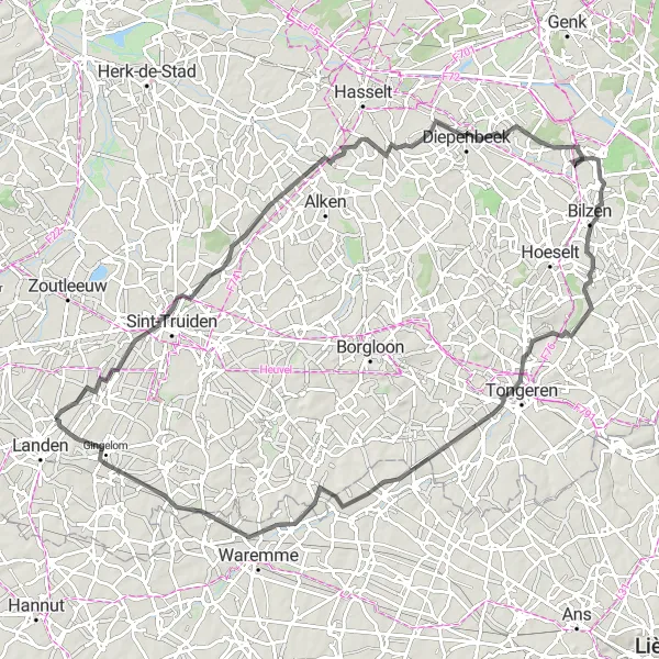 Map miniature of "The Hilly Castle Route" cycling inspiration in Prov. Vlaams-Brabant, Belgium. Generated by Tarmacs.app cycling route planner