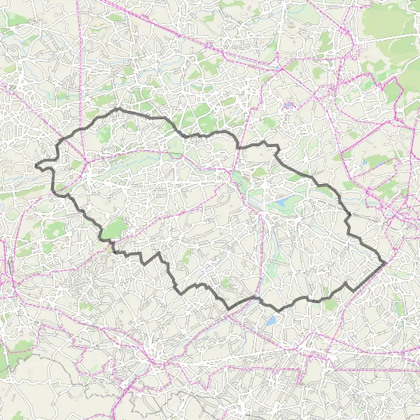 Map miniature of "Balenberg Challenge" cycling inspiration in Prov. Vlaams-Brabant, Belgium. Generated by Tarmacs.app cycling route planner