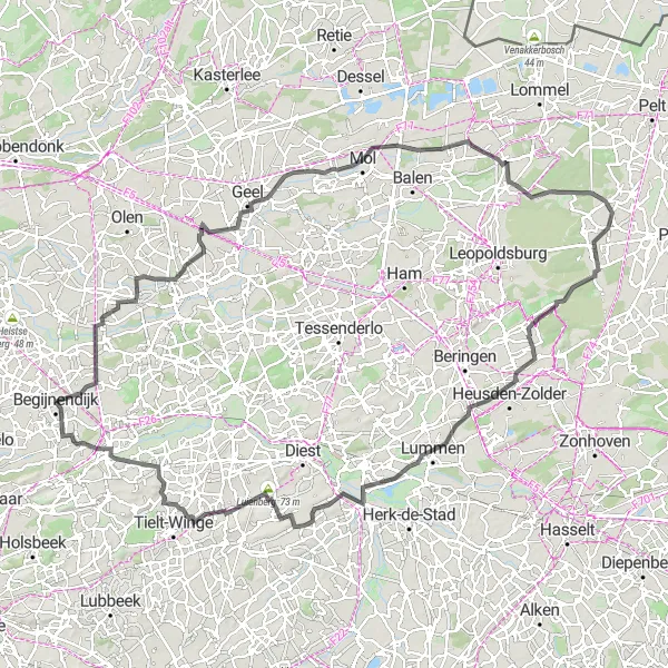 Map miniature of "Cultural Road Cycling Tour" cycling inspiration in Prov. Vlaams-Brabant, Belgium. Generated by Tarmacs.app cycling route planner