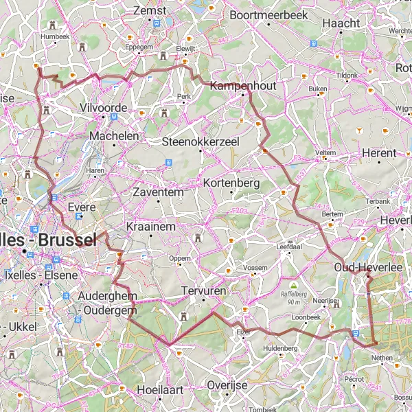 Map miniature of "Breathtaking Nature and Historic Treasures" cycling inspiration in Prov. Vlaams-Brabant, Belgium. Generated by Tarmacs.app cycling route planner