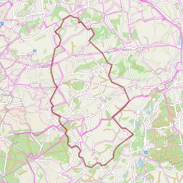 Map miniature of "Nederokkerzeel to Humelgem Gravel Route" cycling inspiration in Prov. Vlaams-Brabant, Belgium. Generated by Tarmacs.app cycling route planner
