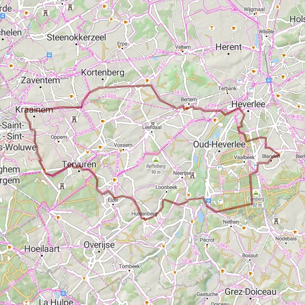 Miniatuurkaart van de fietsinspiratie "Gravelavontuur rond Blanden" in Prov. Vlaams-Brabant, Belgium. Gemaakt door de Tarmacs.app fietsrouteplanner