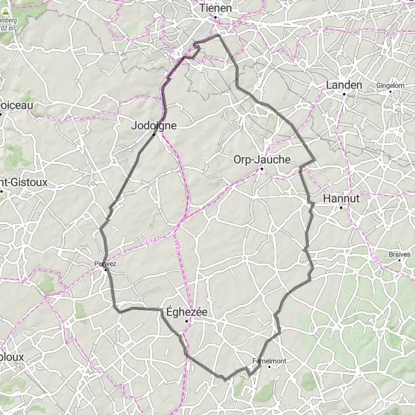 Miniatuurkaart van de fietsinspiratie "Pittoreske fietsroute door historische gebieden" in Prov. Vlaams-Brabant, Belgium. Gemaakt door de Tarmacs.app fietsrouteplanner