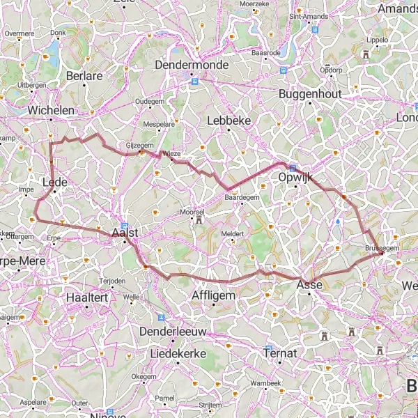 Karten-Miniaturansicht der Radinspiration "Bollebeek nach Merchtem" in Prov. Vlaams-Brabant, Belgium. Erstellt vom Tarmacs.app-Routenplaner für Radtouren