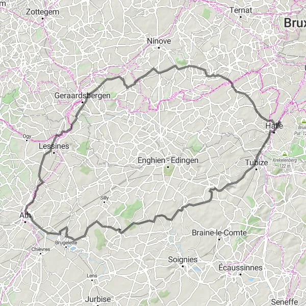 Karten-Miniaturansicht der Radinspiration "Kultur- und Naturtour durch die belgische Landschaft" in Prov. Vlaams-Brabant, Belgium. Erstellt vom Tarmacs.app-Routenplaner für Radtouren