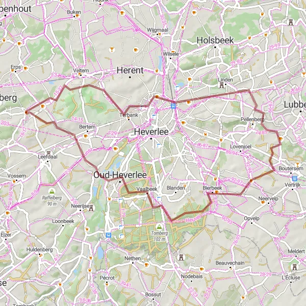 Miniatuurkaart van de fietsinspiratie "Gravelroute naar Oud-Heverlee" in Prov. Vlaams-Brabant, Belgium. Gemaakt door de Tarmacs.app fietsrouteplanner