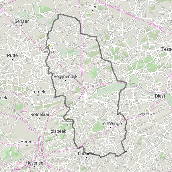 Karten-Miniaturansicht der Radinspiration "Weite Fahrradtour durch Vlaams-Brabant" in Prov. Vlaams-Brabant, Belgium. Erstellt vom Tarmacs.app-Routenplaner für Radtouren