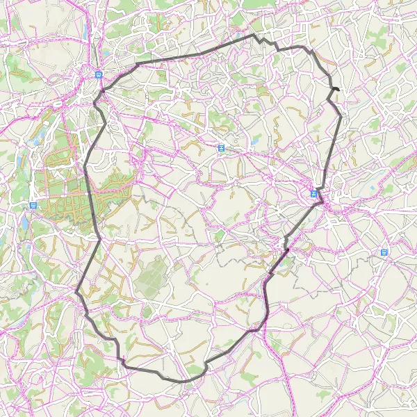 Miniatuurkaart van de fietsinspiratie "Wegroute Hoogtepunten van Vlaams-Brabant" in Prov. Vlaams-Brabant, Belgium. Gemaakt door de Tarmacs.app fietsrouteplanner