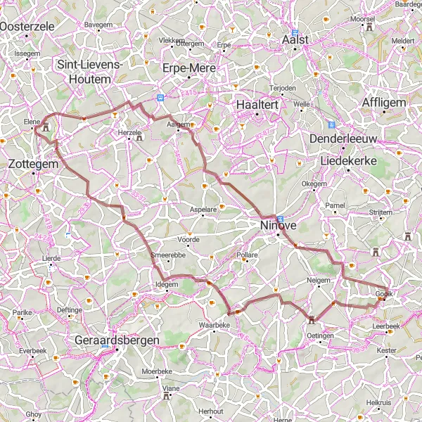 Karten-Miniaturansicht der Radinspiration "Gravel-Tour von Gooik nach Ninove" in Prov. Vlaams-Brabant, Belgium. Erstellt vom Tarmacs.app-Routenplaner für Radtouren