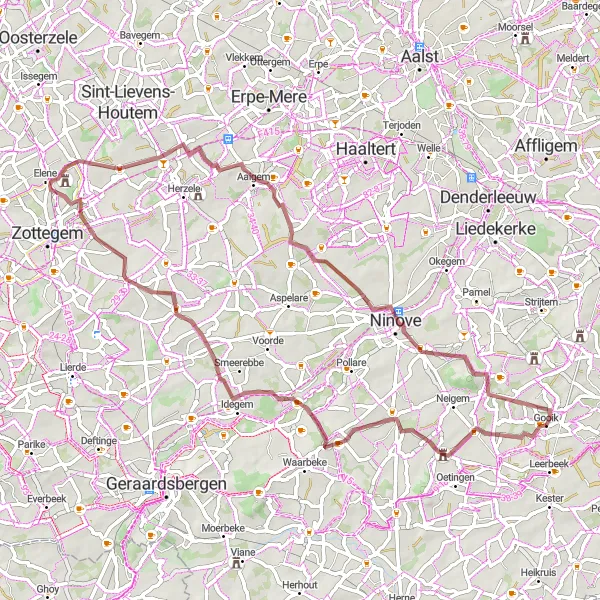 Miniatuurkaart van de fietsinspiratie "Historische dorpen en groene landschappen" in Prov. Vlaams-Brabant, Belgium. Gemaakt door de Tarmacs.app fietsrouteplanner