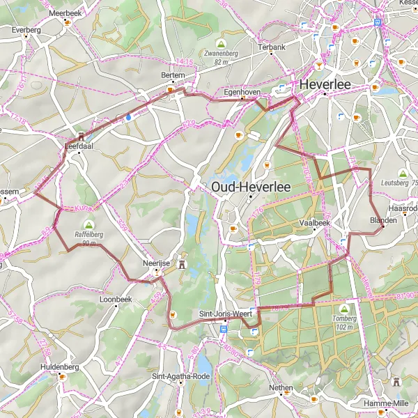 Karten-Miniaturansicht der Radinspiration "Entdecken Sie die Natur von Sint-Joris-Weert bis Arenbergkasteel" in Prov. Vlaams-Brabant, Belgium. Erstellt vom Tarmacs.app-Routenplaner für Radtouren