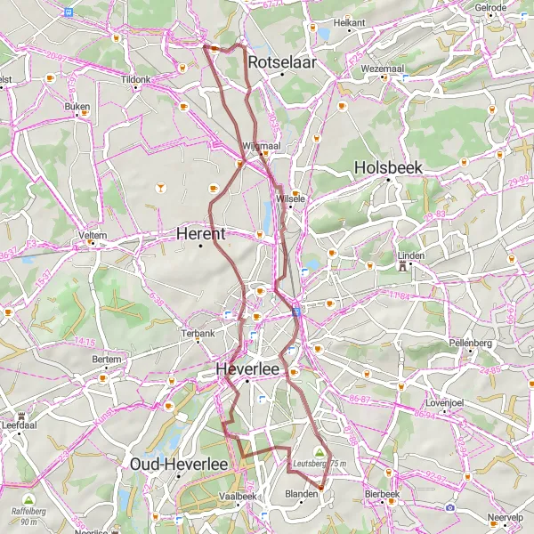 Miniatuurkaart van de fietsinspiratie "Fietsen langs Kangxi-Verbiest hemelglobe en Blanden" in Prov. Vlaams-Brabant, Belgium. Gemaakt door de Tarmacs.app fietsrouteplanner