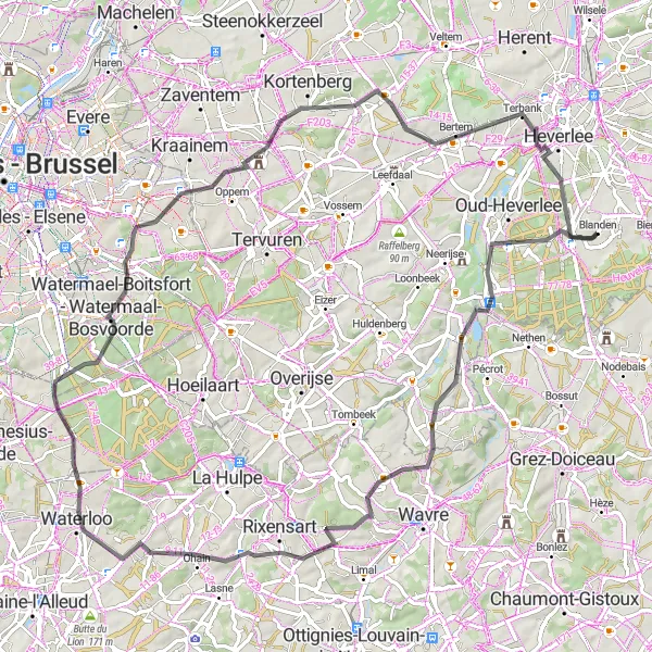 Karten-Miniaturansicht der Radinspiration "Auf den Spuren der Geschichte von Sint-Agatha-Rode" in Prov. Vlaams-Brabant, Belgium. Erstellt vom Tarmacs.app-Routenplaner für Radtouren