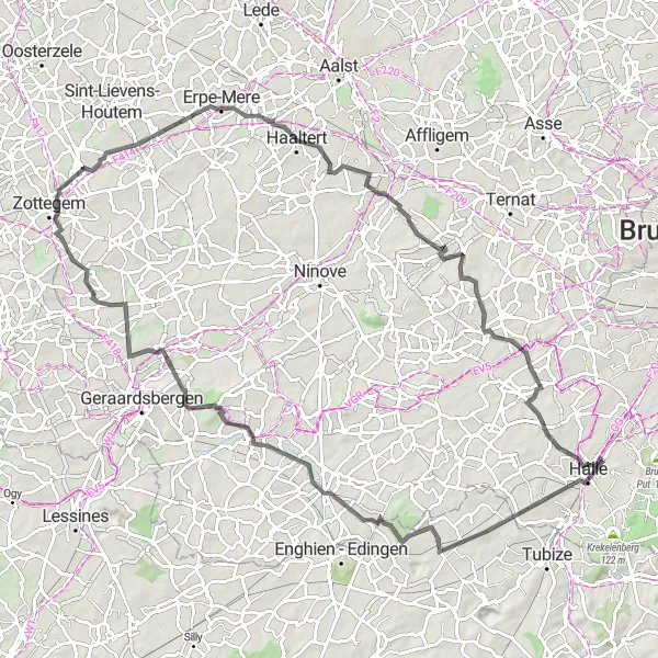 Miniatuurkaart van de fietsinspiratie "Historische Route door Vlaams-Brabant" in Prov. Vlaams-Brabant, Belgium. Gemaakt door de Tarmacs.app fietsrouteplanner