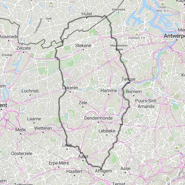 Map miniature of "Lede and Beyond" cycling inspiration in Prov. Vlaams-Brabant, Belgium. Generated by Tarmacs.app cycling route planner