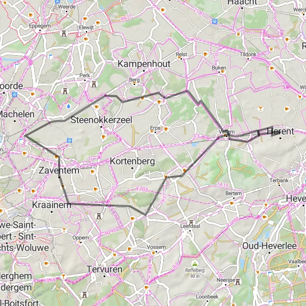 Map miniature of "The Cultural Heritage Ride" cycling inspiration in Prov. Vlaams-Brabant, Belgium. Generated by Tarmacs.app cycling route planner