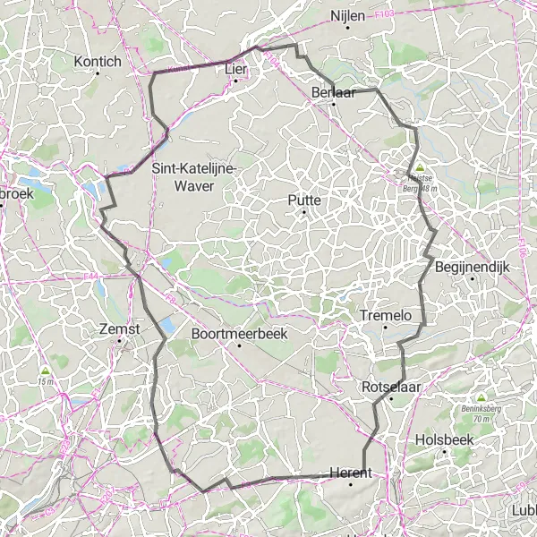 Karten-Miniaturansicht der Radinspiration "Radtour rund um Herent und Mechelen" in Prov. Vlaams-Brabant, Belgium. Erstellt vom Tarmacs.app-Routenplaner für Radtouren