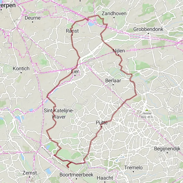 Karten-Miniaturansicht der Radinspiration "Ruhige Fahrt durch grüne Oasen" in Prov. Vlaams-Brabant, Belgium. Erstellt vom Tarmacs.app-Routenplaner für Radtouren