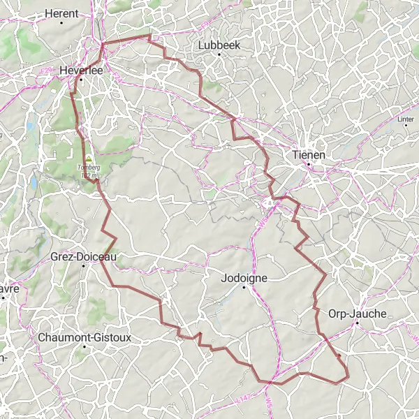 Miniatuurkaart van de fietsinspiratie "Groene Oase van Rust en Schoonheid" in Prov. Vlaams-Brabant, Belgium. Gemaakt door de Tarmacs.app fietsrouteplanner