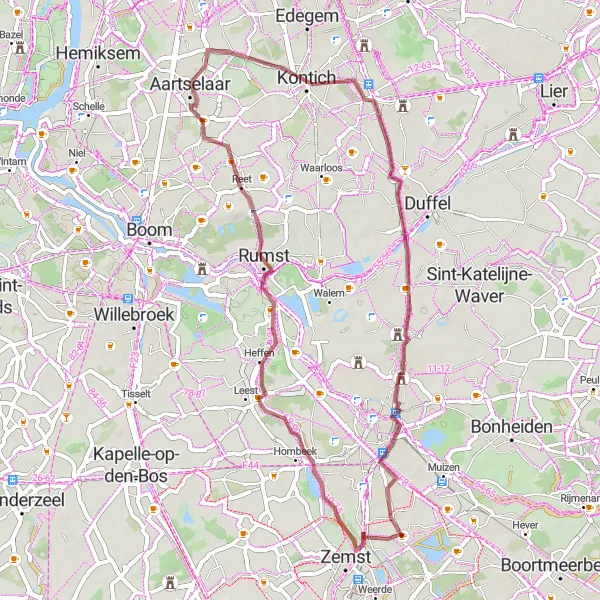 Miniatuurkaart van de fietsinspiratie "Gravelroute rond Hofstade" in Prov. Vlaams-Brabant, Belgium. Gemaakt door de Tarmacs.app fietsrouteplanner